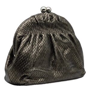 Etra Genuine Leather Kiss-lock Clutch/Crossbody